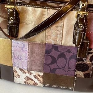 Vintage Coach Holiday Patchwork tote